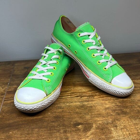 Converse Unisex Neon Green Fluorescent Chuck Taylor High Low Top Sneakers M8 W10 - Picture 1 of 10